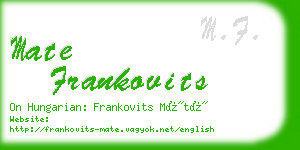 mate frankovits business card